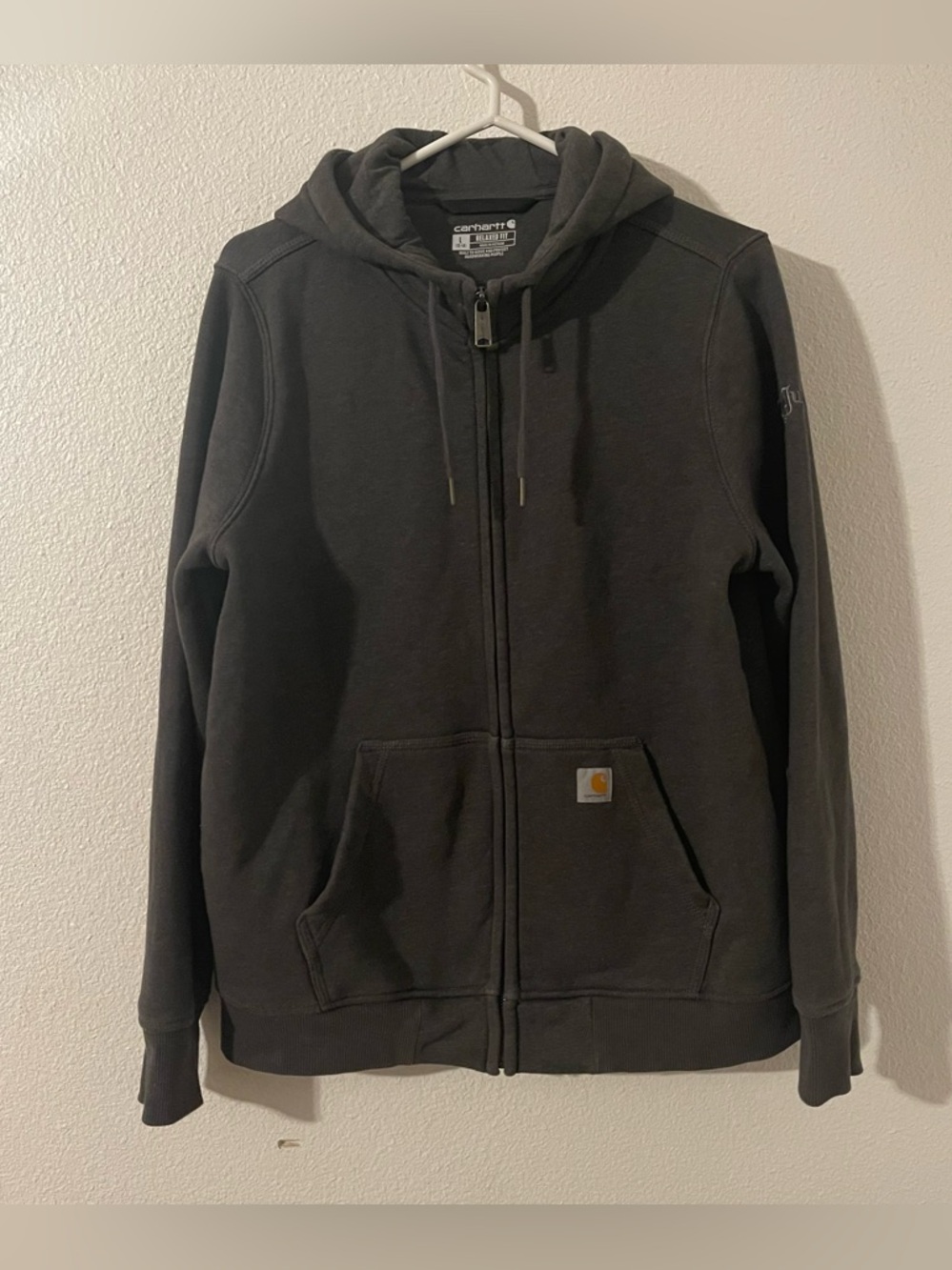 Carhartt Cotton Blend Womens Gray Zip Up Hoodie Large with Don Julio Patch